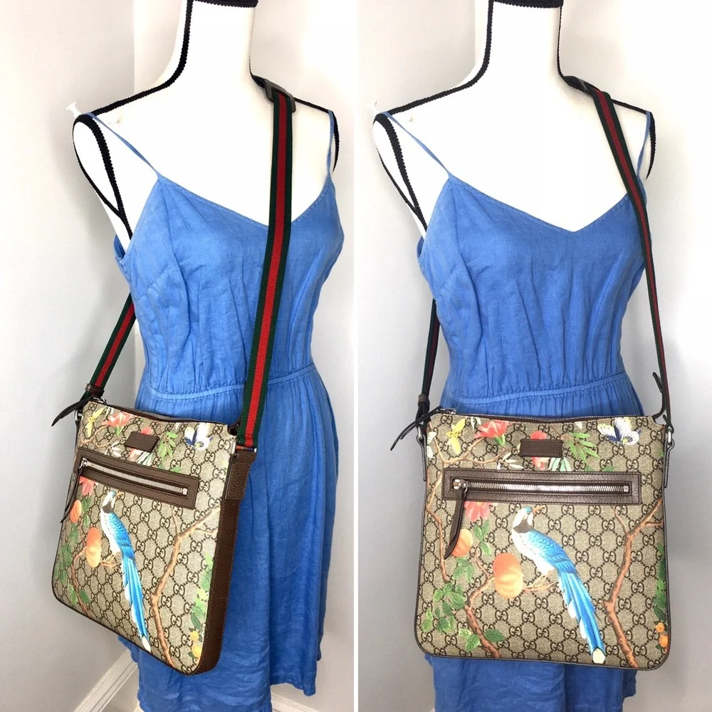 Authentic Gucci Tian crossbody unisex bag brown monogram coated bengal canvas - Picture 3 of 16